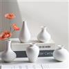 FOGARI Set di 5 vasi in ceramica bianca per fiori, moderno vaso con fiori secchi, soggiorno, scaffale, tavolo da pranzo, libreria, mensola camino, ingresso (bianco)