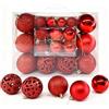Windfromort Palline di Natale 50 Pezzi, Palline di Natale in Plastica, Opache Lucide & Brillanti, Infrangibili e Leggere, Ideali per Decorazioni Albero di Natale Interno & Esterno (3/4/6 cm) (Rosso)