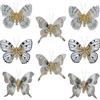 MIK funshopping Farfalle decorative con clip per decorazioni colorate (set da 8 pezzi, grigio-beige)