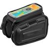 CAZSTYK Borsa da manubrio per bici resistente all'acqua, con finestra visibile per smartphone e base per impugnatura, per uso quotidiano, borsa per attrezzi da ciclismo permanente
