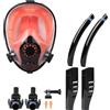 YUKOFE Silicone Black Orange Anti-Fog Diving Face Underwater Snorkeling Face Guard with Breathing Tube