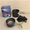 Violiica Set di pentole da campeggio portatile in alluminio anodizzato non pentola e padella con borsa a rete leggero per escursioni zaino in spalla picnic cucina all'aperto manico verde