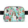 DUWAA Sweet Basset Hound Florals Print Bag per uomo e donna borsa leggera per passeggiate con cani impermeabile borsa da palestra borsa a tracolla per uso quotidiano