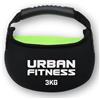 Urban Fitness Kettlebell in tessuto, impugnatura in gomma morbida, design sicuro sul pavimento, pesi riempiti di sabbia in neoprene, forza, resistenza, allenamento fitness a casa, 3 kg