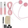 Sunxtzyl Pink Adjustable Jumping Rope with Smart Counter and Cordless Dual Modes, Steel Wire & Weighted Balls for Home Gym Fitness Training, Ergonomic Handles