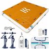 HUIIKE Piattaforma Galleggiante Antiscivolo 2,15 x 2,15 m per 4 Persone con Accessori Inclusi, Pompa, Ancora da Sabbia, Zaino. Pontile Galleggiante 280 kg, Isola Gonfiabile per Bambini e Adulti