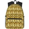 Tamiger Zaino unisex leggero con stampa di ananas dorato, comodo, comodo, quotidiano, lavoro, viaggi, escursionismo, pendolarismo
