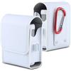 SPORTARC Custodia per telemetro da golf, antiurto, in pelle PU, con moschettone, custodia impermeabile per telemetro GPS, colore bianco, 10,5 x 7,5 cm