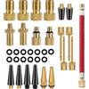dravix Set di adattatori per valvola della bicicletta, 33 pezzi, adattatore per valvola francese, in ottone DV SV AV per compressore valvola auto, accessori con aghi per pompa a sfera e scatola