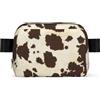 DUWAA Borsa a tracolla in pelle bovina marrone con stampa per uomo e donna, leggera, per passeggiate con cani, impermeabile, borsa a tracolla per uso quotidiano