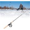 AMONIDA Set Combinato di Mulinelli per Canna da Pesca Sul Ghiaccio da 65 Cm con Mulinello in Metallo Grezzo in Fibra di Vetro Rotazione e Udibile Maniglia Antiscivolo in EV