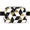 DUWAA Borsa da passeggio leggera con triangoli e triangoli, alla moda, moderna, nera, bianca, oro, per uomo e donna, borsa da palestra impermeabile, borsa a tracolla per uso quotidiano