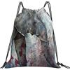Generic Personalizzato Borsa Coulisse Elephant Abstract Watercolor Painting Sacca Sportiva Palestra con Coulisse Zainetto per All'Aperto Uomo Donna 36X42Cm