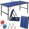 YRHome Tavolo da ping pong, 152,5 x 76 x 71 cm, pieghevole, design a valigetta, con set di 5 palline da ping pong e rete, per casa, ufficio e terrazza, nero