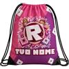 D&Vlab Sacca Sport Zainetto Bianco Personalizzato con nome Bimba Bambina RBLOX per Scuola elementare media infanzia primaria secondaria
