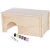 Kerbl Pet Casa dei roditori da dipingere con 2 ingressi/uscite sfalsati, casetta per piccoli animali, colorata, 50x29x24cm, legno, conigli, roditori, tetto rimovibile
