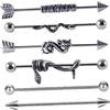 Healvian 6pezzi Orecchini Piercing Industriali in Acciaio Inossidabile Argento per Cartilagine, Accessori Decorativi per Orecchio, Adatti per Compleanno e Festa