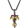 BYFDIY Collana con spada di drago, ciondolo a forma di drago, da uomo, in rame, punk con ala di drago, spada argentata e ciondolo a croce con drago nero, collana con pietra portafortuna per ragazzi