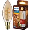 Philips Lampadina ambrata tipo candela dal design tradizionale 15 W, B35 E14, 2,7 W, 15 W, E14, 180 lm, 15000 h, Flame