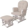 Mendler Poltrona a dondolo HWC-C76 sedia relax poggiapiedi Stoffa/tessuto bouclé (480g/m²) - avorio, struttura bianca