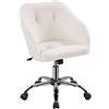 Yaheetech Sedia/Poltroncina Scrivania Ufficio Girevole con Ruote Imbottita in Bouclé Altezza Regolabile Reclinabile Ergonomica Portata 136 kg per Studio, Cameretta, Avorio