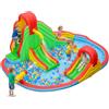 COSTWAY Castello Gonfiabile per Bambini 3-12 Anni, Grande Parco Acquatico di Giochi con Doppio Scivolo, Piscina, Parete da Arrampicata e Canestro da Basket, per Interno e Esterno