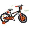 SUN&SPORT Bicicletta 16" - Arancione. 2 freni caliper - Borraccia e mascherina frontale e disco colorato nella ruota anteriore inclusi - adatta per bambini dai 8-12 anni