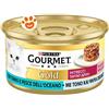 Purina Cat Gourmet Gold Intrecci di Gusto Tonno e Pesce Oceanico - Lattina Da 85 Gr