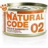 Natural Code 2 Cat Adult al Pollo e Gamberetti - Lattina Da 85 Gr