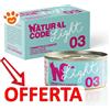 Natural Code 3 Cat Adult Light Tonnetto e Carote - Confezione Da 4×70 Gr - CONFEZIONE RISPARMIO