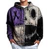 YOSUWOAI Felpa con cappuccio da uomo, divertente per il viso di zucca, costume gotico, maglione punk, a maniche lunghe, blocco colorato, vintage, maglione invernale morbido, felpa con tasca, O viola
