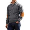 YOSUWOAI Felpa in pile da uomo a mezza zip, senza cappuccio, calda, con colletto alto, tinta unita, comoda da uomo, per autunno e inverno, O grigio scuro, XXL