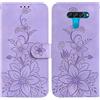 BLOTECH Cover per LG K50/LG Q60, Custodia a Libro Floreale Antiurto in Pelle Flip Wallet con Slot per Schede e Chiusura Magnetica, Viola