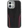 Audi R8 Custodia in vera pelle compatibile con MagSafe per iPhone 17 (nero e rosso)