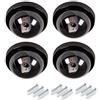 SeeKool Finta Dummy Telecamera, SeeKool Dummy Telecamera Finta Dome con LED lampeggiante IR, Antifurto di Sicurezza per Esterno Interno, per la casa d'affari, con adesivo CCTV, Nero (2 pack) (4 pack)
