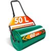 tectake® Rullo Giardino 60 cm in Metallo, Capacità 50 l, Ø 31 cm, Peso Max. 60 Kg, con Raschietto Anti Residui, Attrezzo per Prato e Aiuola, Compressore Giardino, Facile da Riempire con Sabbia o Acqua