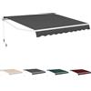 HOMASIS Tenda da Sole per Esterno, 3,6x3M, Tenda Estensibile da Veranda da Giardino, Superficie Impermeabile e Telaio in Alluminio, Tenda da Sole a Caduta per Balcone, Terrazzo (Grigio scuro)