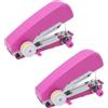 Beufee Macchina da cucire portatile, 2 pezzi portatile a portata di mano Mini cucitrice manuale per cucire a mano Strumento per cucito per artigianato fai-da-te Viaggi domestici