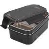 Beufee Lunch Box, Lunch Box a doppio strato Contenitori per il pranzo isolati Lunch Box portatili in acciaio inossidabile con scomparto per bambini adulti (Nero)