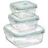 5 five simply smart Five - Set di 3 scatole quadrate in vetro sistema Clipeat