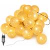 Ciskotu Ghirlanda Luminosa Cotone LED Con spina, 3,8M 20 Palline Decorativ Catena Luminoso Interno LED, Ghirlanda Luminosa Cameretta Bambini, per Balcone Festa Matrimonio Vacanze Decorazione Interna
