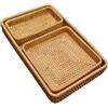 RT&BS Set da 3 Vassoi per il Pane in Rattan, Vassoio da Tè in Rattan Naturale, Vassoi per Frutta in Vimini Naturale, Vassoi Decorativi, Cesti Intrecciati a Mano per Pane, Frutta, Bevande (G+M+P)