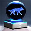 DCORIUNTG Luce notturna 3D a forma di lupo con sfera di cristallo con base LED colorata touch da 8,9 cm, statuine di lupo in vetro, lampada a sfera per compleanno, Natale, lupo fresco, lampada da