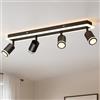 LVWIT Faretti Soffitto Orientabili, Faretto da Soffitto GU10, Lampadario Soffitto Nero, Faretti 4 Luci Neri, Faretto da Parete a Base Lunga Moderna, Plafoniera Camera da Letto (Senza Lampadina)