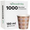 1000 Bicchieri Di Carta 180ml Maiolica D4 - Perfetti Acqua E Bevande