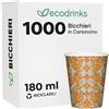 1000 Bicchieri Di Carta 180ml Maiolica D3 - Perfetti Acqua E Bevande