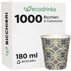 1000 Bicchieri Di Carta 180ml Maiolica D2 - Perfetti Acqua E Bevande