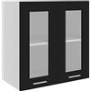 Roanoer Lyon - Armadietto sospeso in vetro, 60 x 31 x 60 cm, in legno e vetro, con 2 ante e 2 ripiani, per stoviglie e utensili da cucina