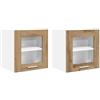 Roanoer Set di 2 armadietti pensili Riga in rovere Artisan, mobile da parete in legno, moderno pensile da parete per cucina e soggiorno, 40 x 31 x 40 cm