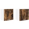 Roanoer Set di 2 armadi da cucina sospesi moderni, 40 x 31 x 40 cm, in legno di rovere affumicato e bianco